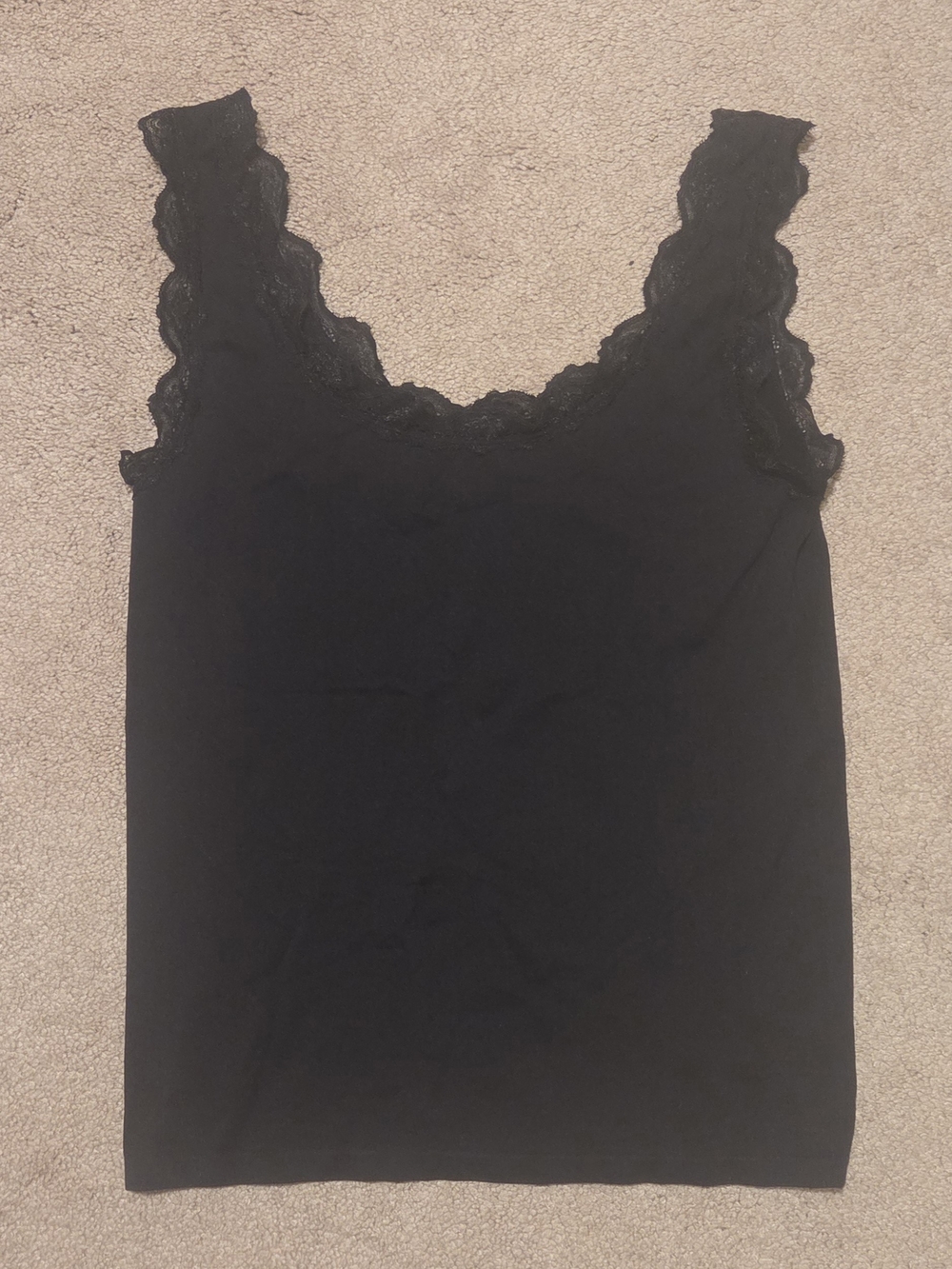 Elite Essentials Black Lace Trim Tank Top